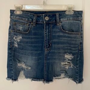 American Eagle distressed denim mini skirt